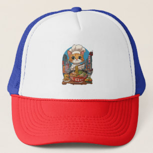 Ramen Neko � Funny Cat Chef Anime Food Trucker Hat