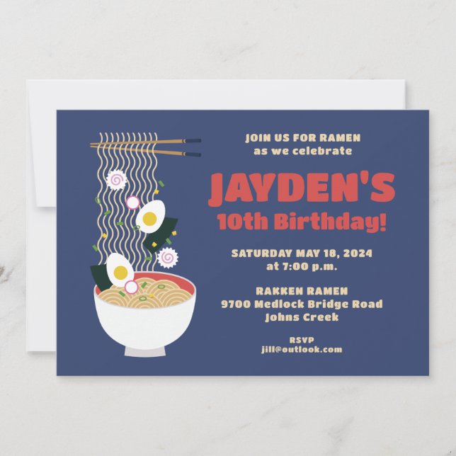 Ramen Noodle Birthday Party Invitation (Front)