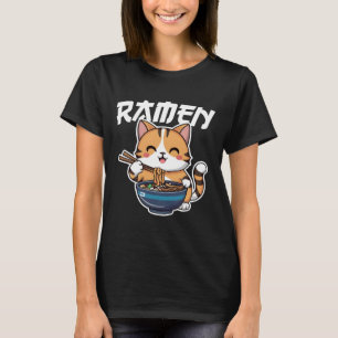 Ramen Noodle Neko Cat Japanese Kawaii Manga Anime  T-Shirt