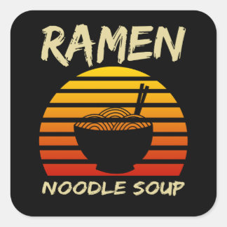 Ramen Noodle Soup Kawaii Japanese Noodles Vintage Square Sticker