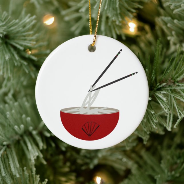 Ramen Noodles Asian Bowl Party Ceramic Tree Decoration (Tree)
