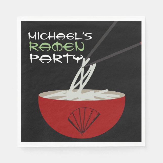 Ramen Noodles Asian Bowl Party Napkin (Front)