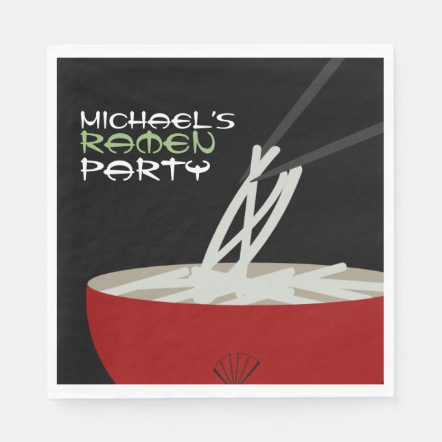 Ramen Noodles Asian Bowl Party Napkin (Front)