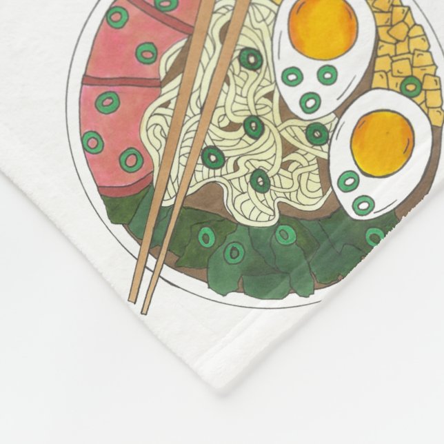 Ramen Noodles Bowl Japanese Food Restaurant Foodie Fleece Blanket (Corner)