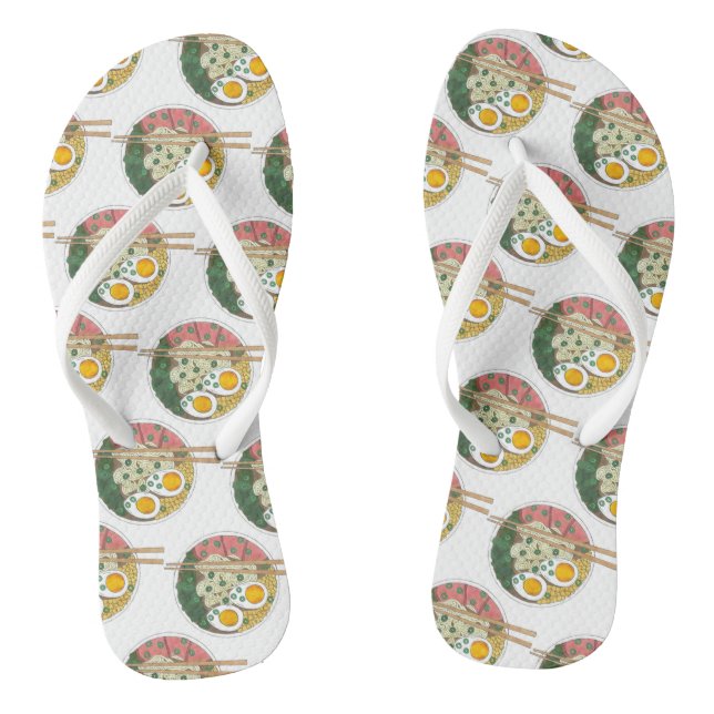 Ramen Noodles Bowl Japanese Food Restaurant Foodie Flip Flops (Footbed)