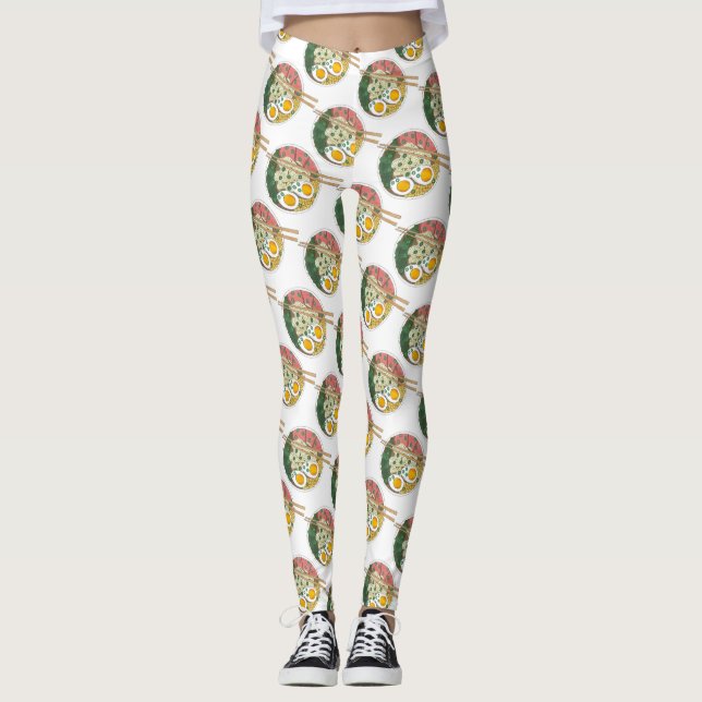 Ramen Noodles Bowl Japanese Food Restaurant Foodie Leggings (Front)