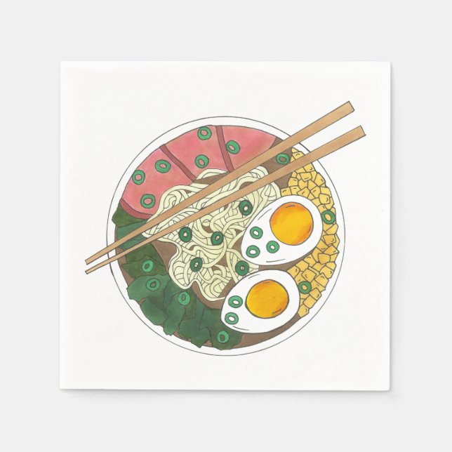 Ramen Noodles Bowl Japanese Food Restaurant Foodie Napkin (Front)