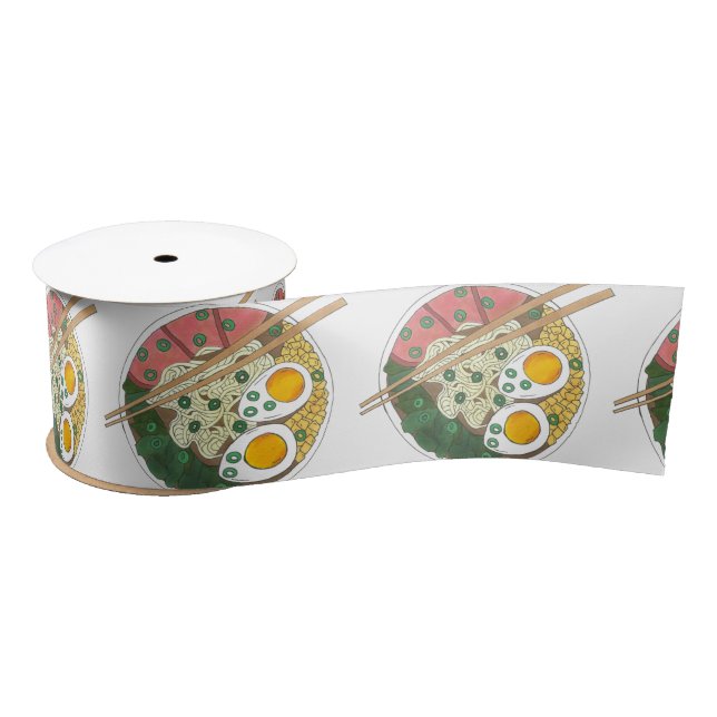 Ramen Noodles Bowl Japanese Food Restaurant Foodie Satin Ribbon (Spool)