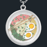 Ramen Noodles Bowl Japanese Food Restaurant Foodie Silver Plated Necklace<br><div class="desc">Design features an original marker illustration of a steaming hot bowl of delicious ramen noodles with pork, corn, eggs, bok choy, and green onions. Perfect for any ramen lover or fan of Japanese food! Lots of coordinating foodie products are also available from this shop! Don't see exactly what you're looking...</div>
