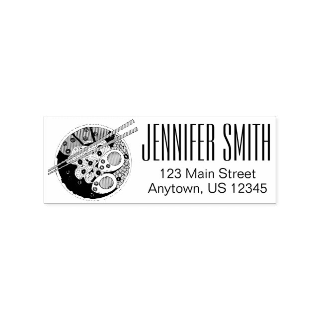 Ramen Noodles Japanese Food Personalised Address Rubber Stamp (Imprint)