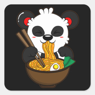 Ramen Noodles Kitsune Fox Kawaii Anime Neko Japan Square Sticker