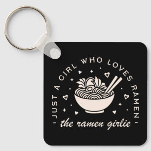 Ramen noodles lovers girl funny humour quotes cute key ring