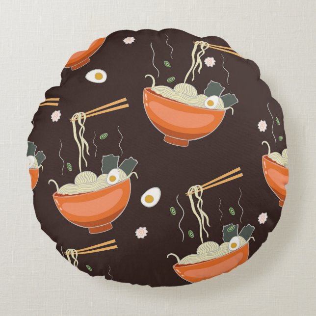 Ramen Noodles: Vintage Graphics Round Cushion (Front)