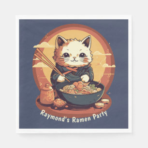 Ramen Party Boy's Birthday with Anime Cat Napkin