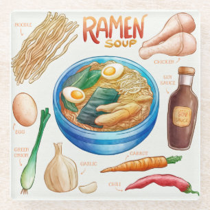 Ramen Recipe Glass Coaster