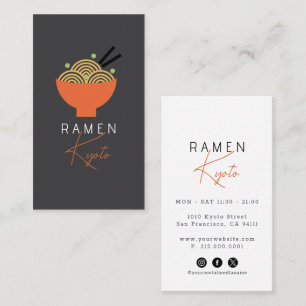 Ramen Restaurant Grey Social Media Business Card