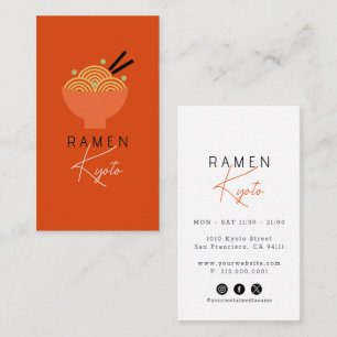 Ramen Restaurant Red Social Media Business Card