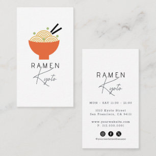 Ramen Restaurant White Social Media Business Card