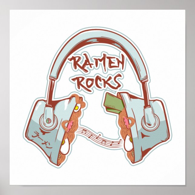Ramen Rocks Funny headphone's Poster (Front)