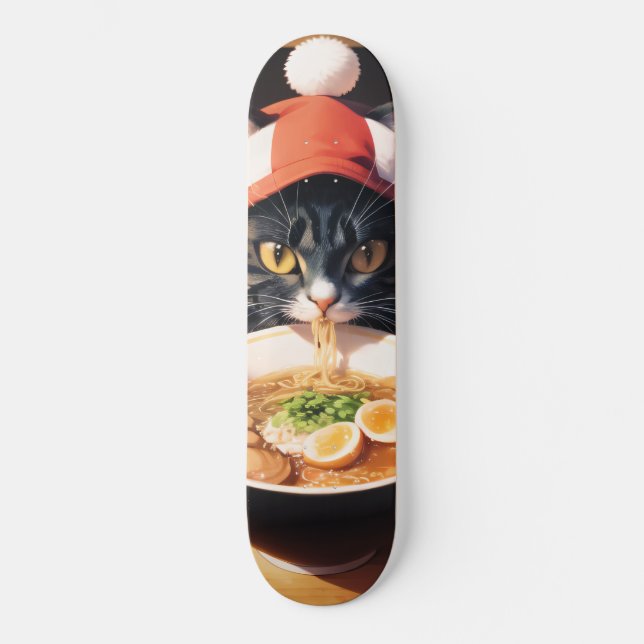 Ramen Rollin' Rascal: Cat on a Skateboard (Front)