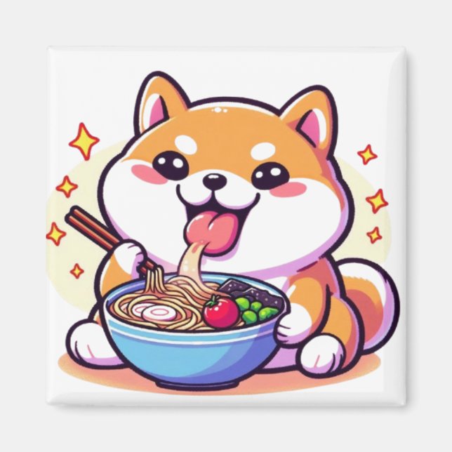 Ramen Shiba Inu Magnet – Cute & Tasty Vibes for Yo (Front)