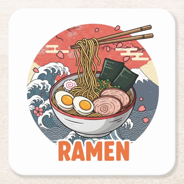 Ramen Square Paper Coaster (Front)