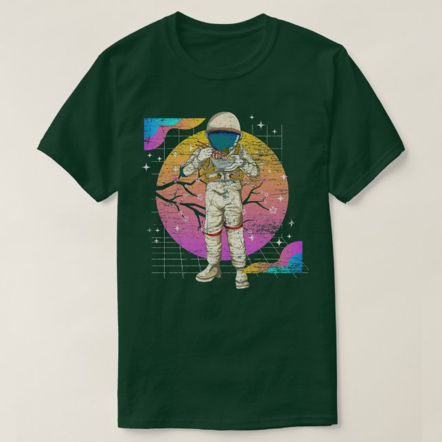 Ramen Synthwave 90s Vaporwave Cherry Blossom Space T-Shirt (Design Front)