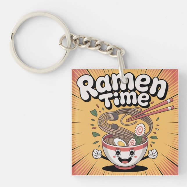 Ramen Time – Cute Cartoon Ramen Bowl Key Ring (Front)