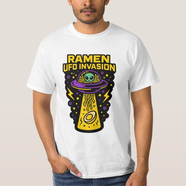 Ramen UFO Invasion – Slurp from the Sky T-Shirt (Front)