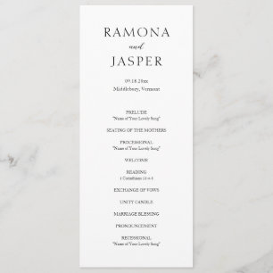 Ramona Black and White Minimal Elegant Wedding Programme