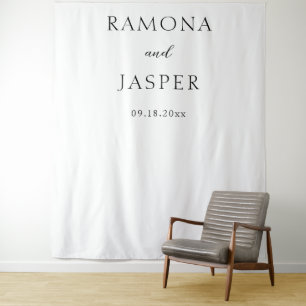 Ramona Black and White Minimal Elegant Wedding Tapestry