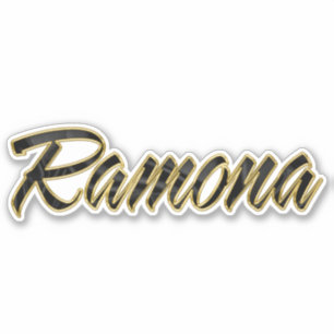 Ramona black gold lettering sticker