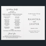 Ramona Black White Minimal Elegant Wedding Program<br><div class="desc">Elegant Catholic wedding program featuring a simple and minimal design. A classic layout with your names in large lettering for a modern twist to this traditional style. This black and white design may be modified to any colour you choose in the design editing tool. A wedding program that is perfect...</div>