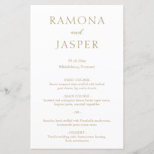 Ramona Gold Minimal Elegant Wedding Menu