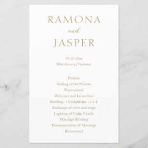 Ramona Gold Minimal Elegant Wedding Program
