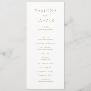 Ramona Gold Minimal Elegant Wedding Programme