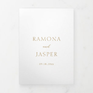 Ramona Gold Minimal Elegant Wedding Tri-Fold Invitation