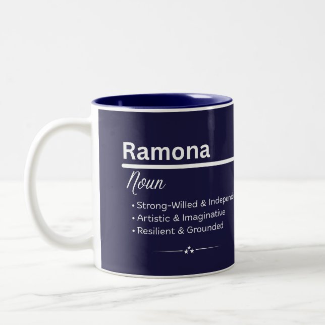 Ramona Personalized Name Coffee Mug (Left)