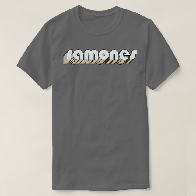 Ramones Retro Rainbow Typography Faded Style T-Shirt (Design Front)