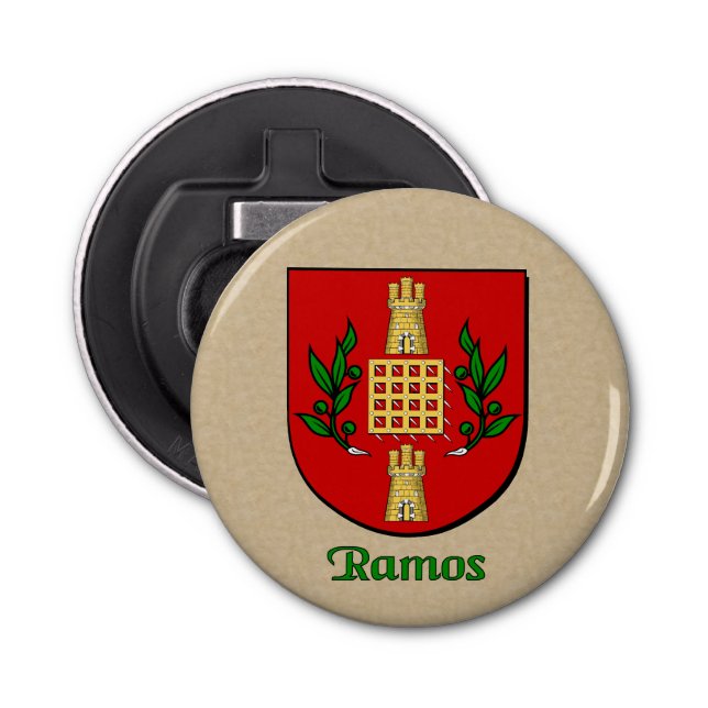 Ramos Heraldic Arms on Parchment Style Back Bottle Opener (Front)