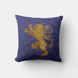Rampant Lion - gold on blue Cushion