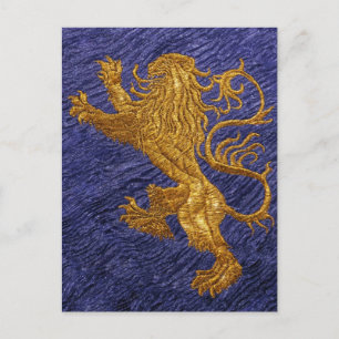 Rampant Lion - gold on blue Postcard