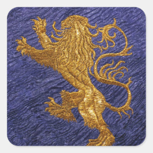 Rampant Lion - gold on blue Square Sticker