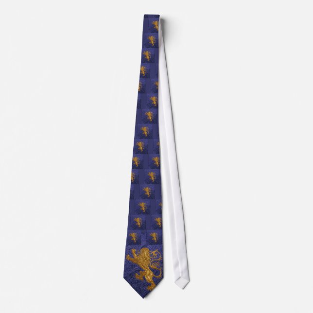 Rampant Lion - gold on blue Tie (Front)