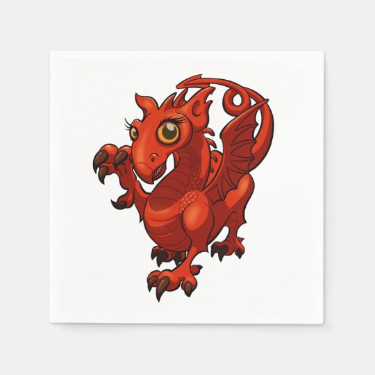 Rampant Little Welsh Baby Red Dragon Cartoon Napkin | Zazzle.co.uk