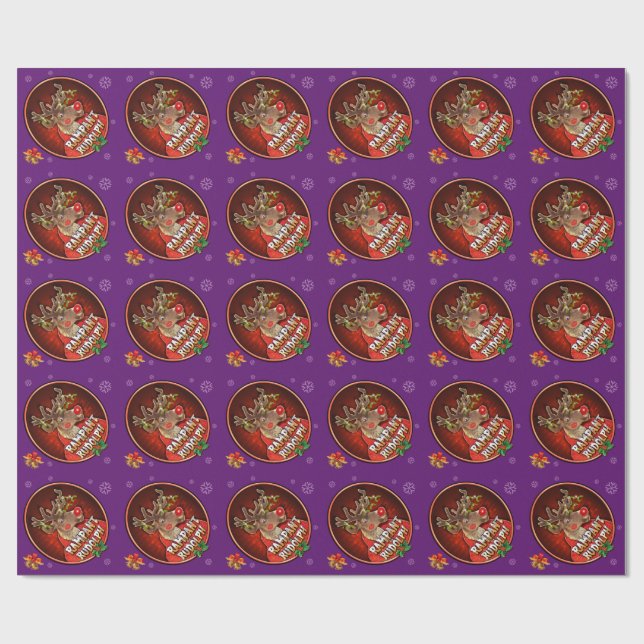 Rampant Rudolph glossy wrapping paper purple (Flat)