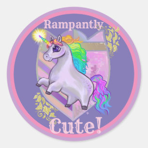 Rampantly Cute Unicorn Classic Round Sticker