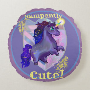 Rampantly Cute Unicorn Round Cushion
