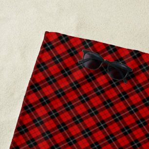 Ramsay tartan red black plaid beach towel