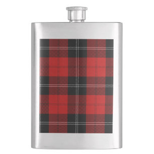 Ramsay tartan red black plaid hip flask